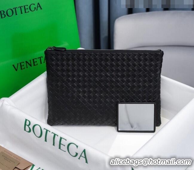 Super Quality Bottega Veneta Woven Lambskin Medium Pouch BV2174 Black 2021