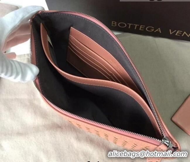 Good Product Bottega Veneta Woven Lambskin Medium Pouch BV2174 Peach Pink 2021