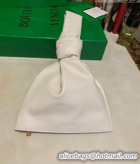 Best Price Bottega Veneta Calfskin Mini Twist Knot Clutch Bag BV2179 White 2021