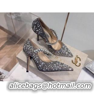 Top Quality Jimmy Choo Crystal Pearl Heel 10.5cm Mary Jane Pumps 091114