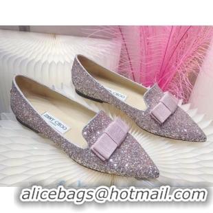 Discount Colorful Jimmy Choo Gabie Glitter Sequins Pointy Toe Flat Ballerinas with Bow 091131