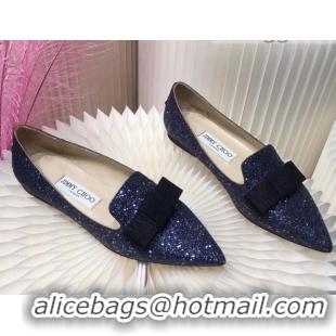 Best Luxury Colorful Jimmy Choo Gabie Glitter Sequins Pointy Toe Flat Ballerinas with Bow 091134