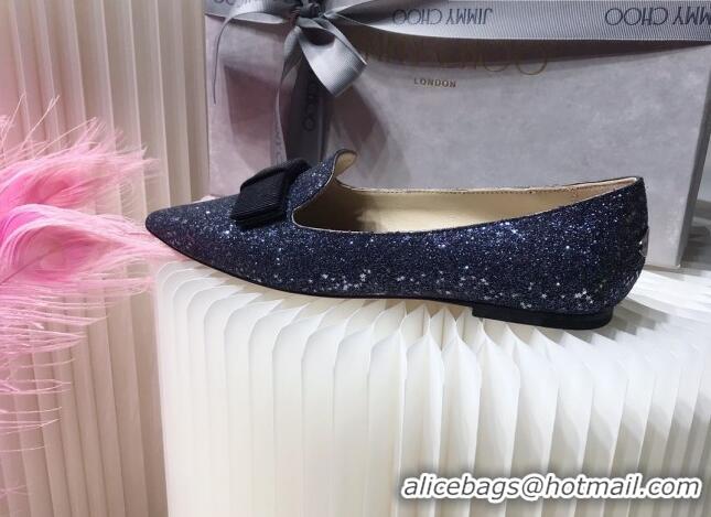 Best Luxury Colorful Jimmy Choo Gabie Glitter Sequins Pointy Toe Flat Ballerinas with Bow 091134