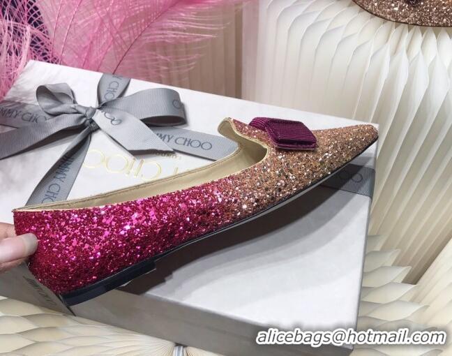 Affordable Price Jimmy Choo Gabie Glitter Sequins Pointy Toe Flat Ballerinas with Bow 091135