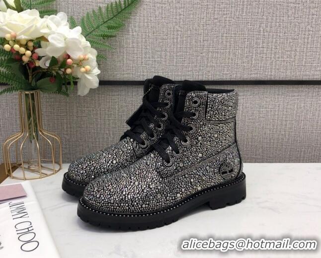 Stylish Jimmy Choo JC X TIMBERLAND/F Boots with Crystal 092472 Black