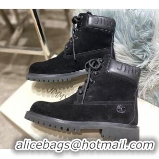 Discount Jimmy Choo x Timberland Suede Wool Short Boots 111122 Black