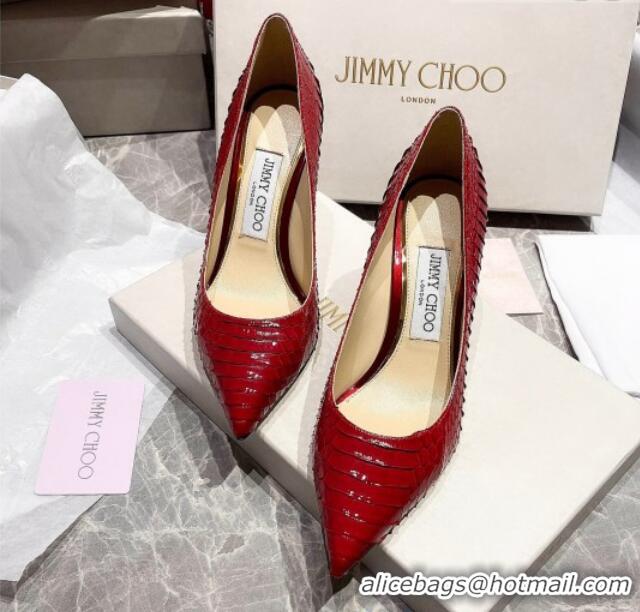 Top Design Jimmy Choo Snakeskin Pumps 6.5cm 010627 Red