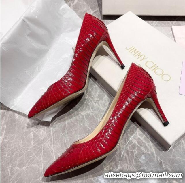 Top Design Jimmy Choo Snakeskin Pumps 6.5cm 010627 Red