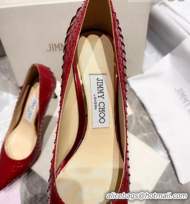 Top Design Jimmy Choo Snakeskin Pumps 6.5cm 010627 Red