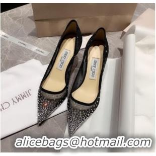 Unique Style Jimmy Choo Crystal Mesh Pumps 6.5cm 0107100 Black/Silver 2021