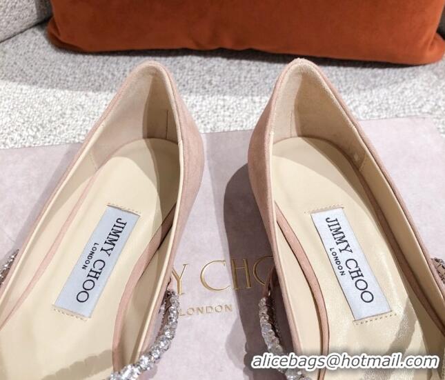 Good Looking Jimmy Choo Suede Crystal Strap Ballerinas 041001 Nude 2021