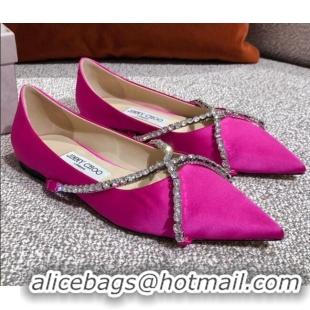 Good Quality Jimmy Choo Suede Crystal Strap Ballerinas 041001 Pink 2021