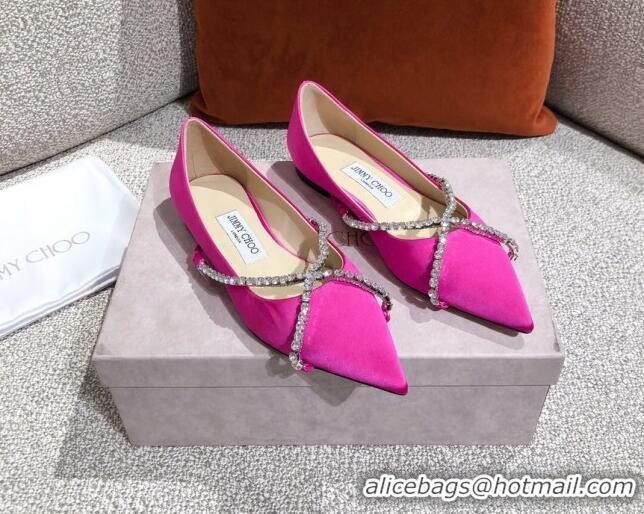 Good Quality Jimmy Choo Suede Crystal Strap Ballerinas 041001 Pink 2021