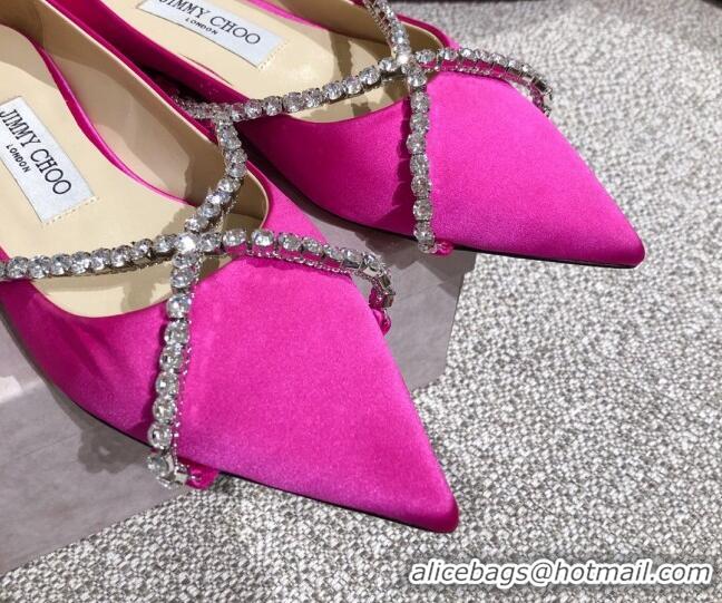 Good Quality Jimmy Choo Suede Crystal Strap Ballerinas 041001 Pink 2021