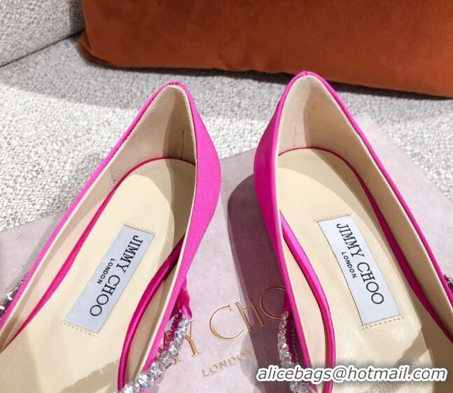 Good Quality Jimmy Choo Suede Crystal Strap Ballerinas 041001 Pink 2021