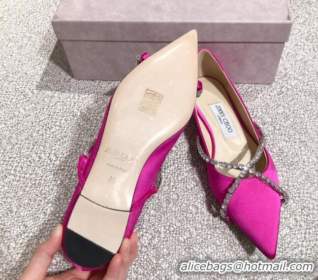 Good Quality Jimmy Choo Suede Crystal Strap Ballerinas 041001 Pink 2021