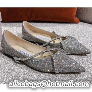 Grade Quality Jimmy Choo Sequins Crystal Strap Ballerinas 041003 Multicolor 2021