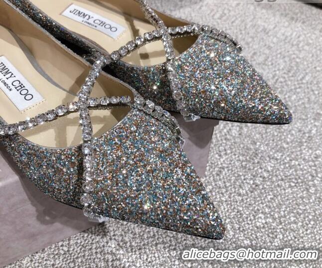 Grade Quality Jimmy Choo Sequins Crystal Strap Ballerinas 041003 Multicolor 2021