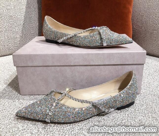 Grade Quality Jimmy Choo Sequins Crystal Strap Ballerinas 041003 Multicolor 2021