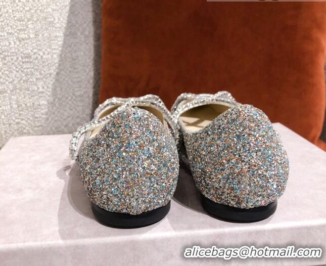 Grade Quality Jimmy Choo Sequins Crystal Strap Ballerinas 041003 Multicolor 2021