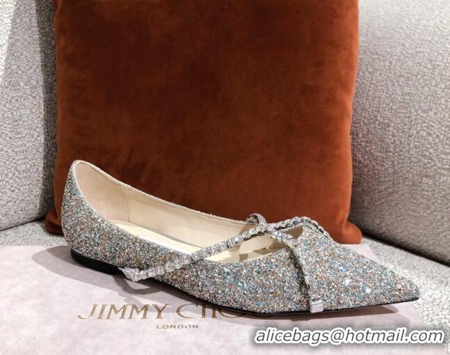 Grade Quality Jimmy Choo Sequins Crystal Strap Ballerinas 041003 Multicolor 2021