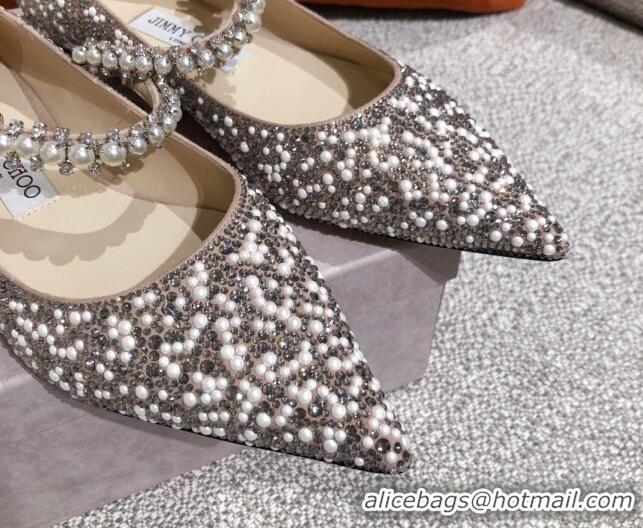 Luxurious Jimmy Choo Pearl Crystal Strap Ballerinas 041005