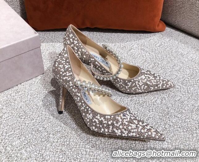 Lower Price Jimmy Choo Pearl Crystal Strap Pumps 8.5cm 041006