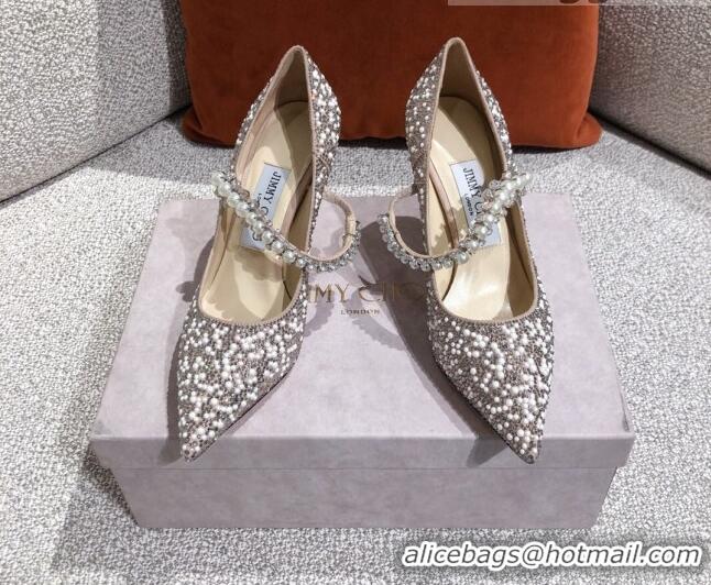 Lower Price Jimmy Choo Pearl Crystal Strap Pumps 8.5cm 041006