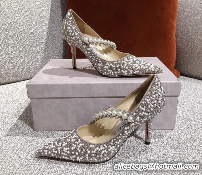 Lower Price Jimmy Choo Pearl Crystal Strap Pumps 8.5cm 041006