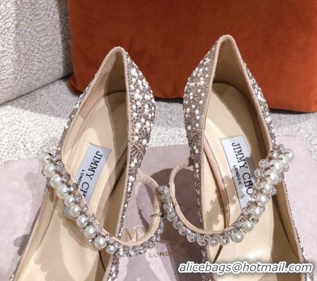 Lower Price Jimmy Choo Pearl Crystal Strap Pumps 8.5cm 041006