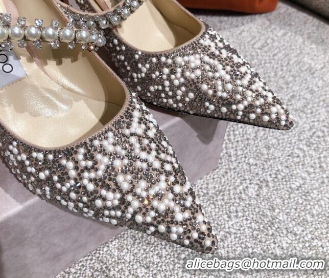 Lower Price Jimmy Choo Pearl Crystal Strap Pumps 8.5cm 041006