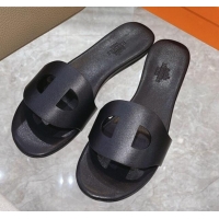 1:1 aaaaa Hermes Roulis Calfskin Flat Slide Sandal 042922 All Black 2021