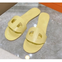 Sumptuous Hermes Roulis Calfskin Flat Slide Sandal 042922 All Yellow 2021