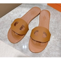 Hot Style Hermes Roulis Calfskin Flat Slide Sandal 042922 Brown 2021