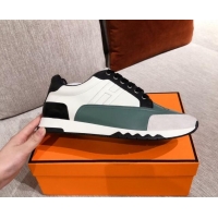 Luxury Hermes Trail Calfskin Sneakers 051084 Green 2021