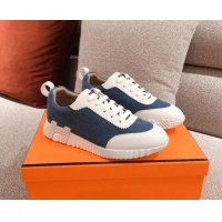 Luxurious Hermes Bouncing Canvas Sneakers 051088 Denim Blue 2021