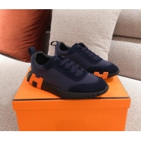 Top Quality  Hermes Bouncing Canvas Sneakers 051088 Dark Blue 2021