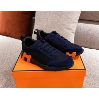 Good Looking Hermes Bouncing Canvas Sneakers 051088 Navy Blue 2021