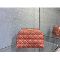 Best Quality DIOR CARO BEAUTY POUCH Cannage Lambskin S5047 Pink