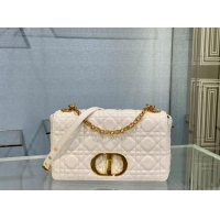 Top Quality MEDIUM DIOR CARO BAG Soft Cannage Calfskin M9242 White