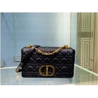 Well Crafted MEDIUM DIOR CARO BAG Soft Cannage Calfskin M9242 black