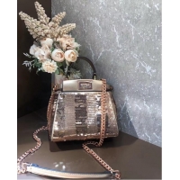 Super Quality FENDI PEEKABOO ICONIC MINI Beads bag F1359 Rose Gold