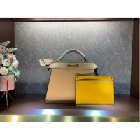 Top Quality FENDI PEEKABOO ISEEU MEDIUM leather bag 8BN321A6 Apricot