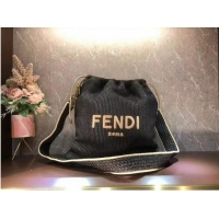 Popular Style FENDI PACK SMALL POUCH Braided straw Large-bag F1529 Black