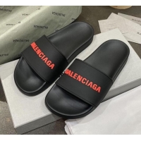 Purchase Balenciaga Flat Slide Sandals 031007 Black 2021