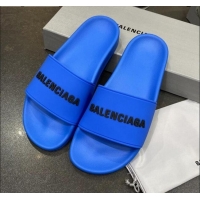 Best Quality Balenciaga Flat Slide Sandals 031007 Blue 2021