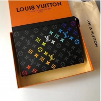 Best Price Louis Vuitton Monogram Eclipse POCHETTE VOYAGE MM M61692 Hand drawn Rainbow