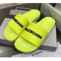 Top Grade Balenciaga Flat Slide Sandals 031007 Yellow 2021