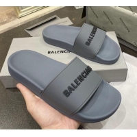 Top Quality Balenciaga Flat Slide Sandals 031014 Grey 2021