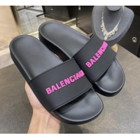 Custom Balenciaga Flat Slide Sandals 031014 Black 2021